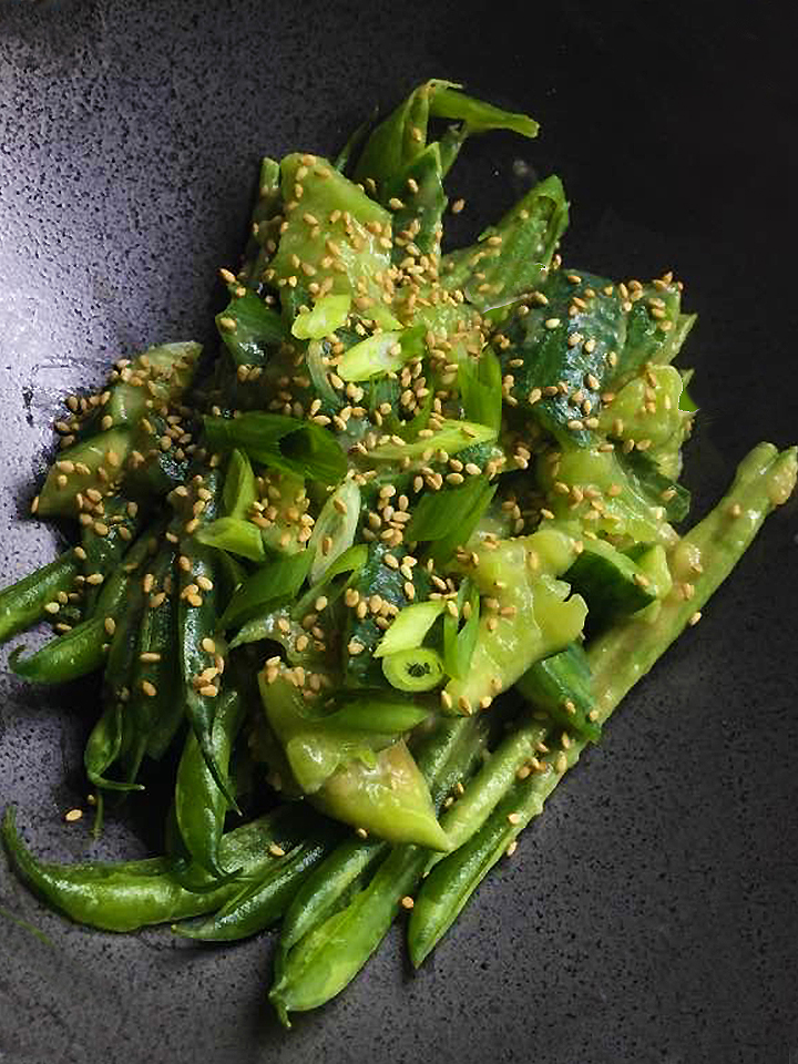 Green Beans and Cucumbers with Miso Dressing