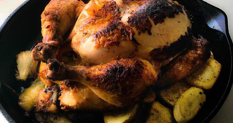 Skillet Roasted Chicken with Fennel, Parsnips, and Scallions