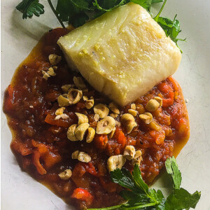 cod with romesco sauce - robs little kitchen