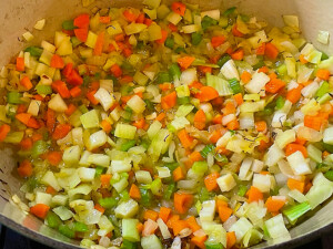 bouillabaisse - vegetables sweating