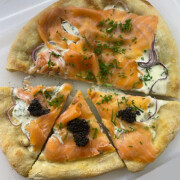 smoked salmon pizza with caviar - robs little kitchen