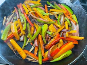 fajita vegetables frying - robs little kitchen