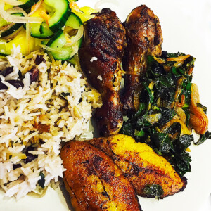 jamaican jerk chicken dinner cleaned up - robs little kitchen